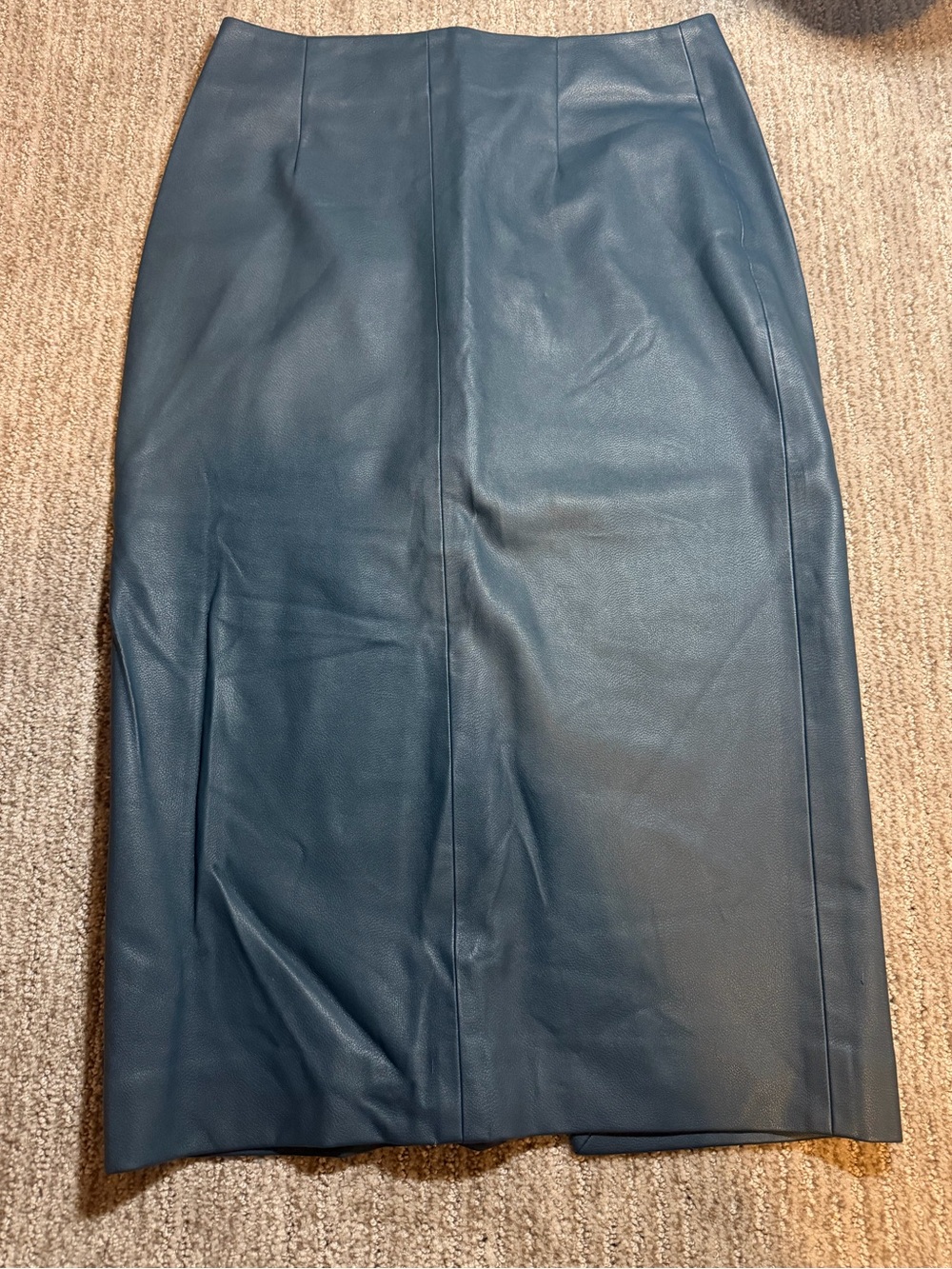 Zara Dark Teal Faux Leather Pencil Skirt